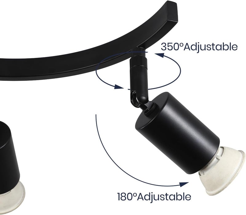 SEEBLEN 4 Light Track Lighting Fixtures,Kitchen Lighting Fixtures Ceiling with Rotatable Light Head,Black Ceiling Spotlight for Dining Room Living Room Bedroom. - Image 5